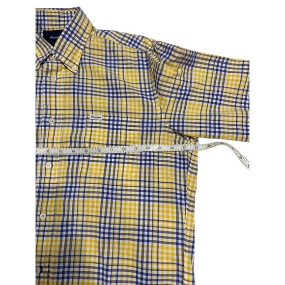 FACONNABLE Blue Yellow Classique Plaid Button Down Up Casual Men's Size LARGE - Picture 11 of 12